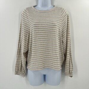 Madewell XS Cream Stripe Long Sleeve T-Shirt Knit Coastal Minimalist Extra Small